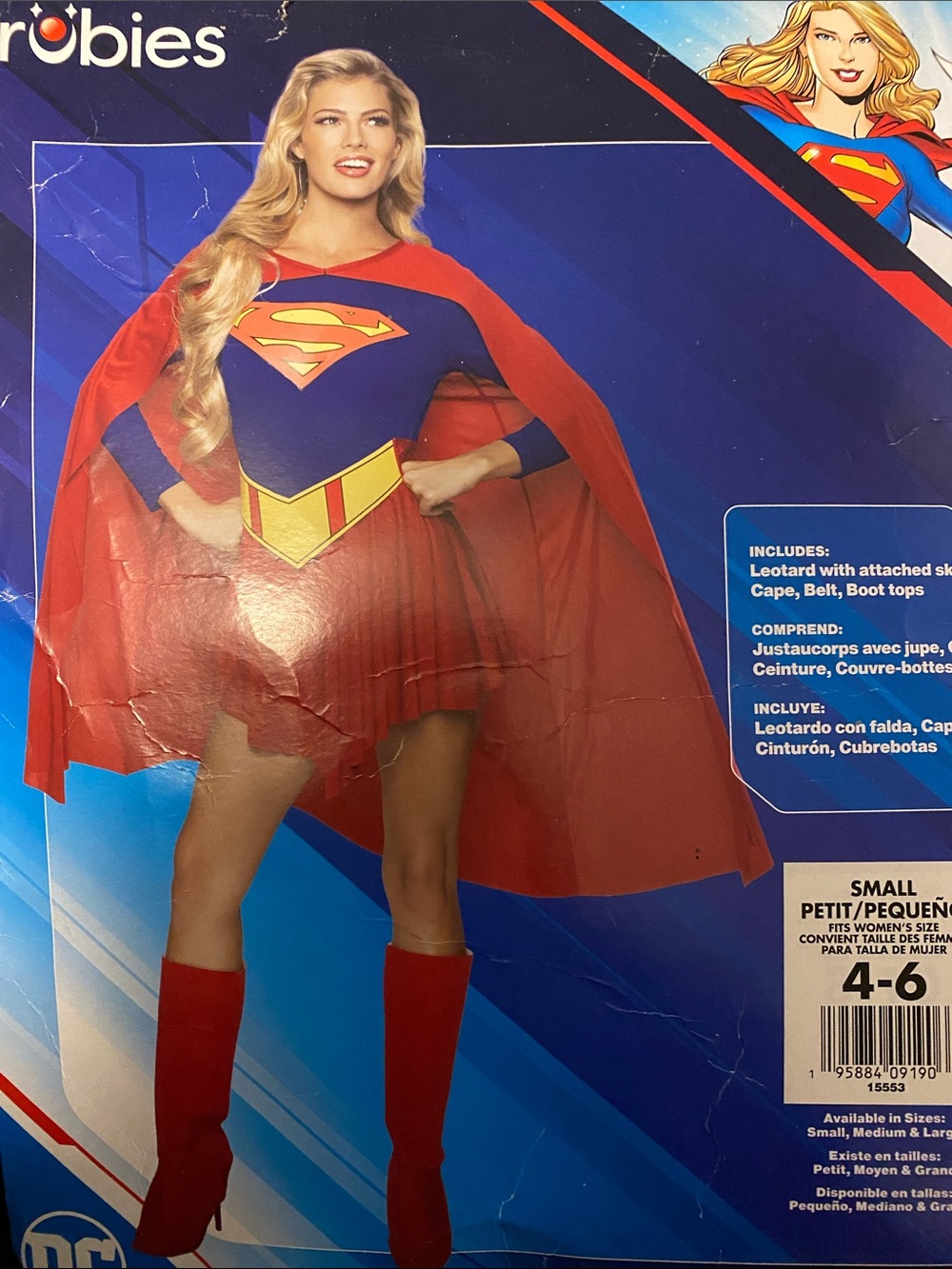 Supergirl Adult Costume - Red & Blue Cape Dress